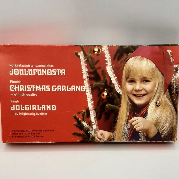 Vintage Finland Christmas Tree Garland Silver & Red Weiste Helesinki New Boxed - Picture 3 of 5
